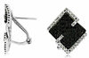 ESTATE 1.31CT WHITE & BLACK DIAMOND 14KT WHITE GOLD SQUARE PAVE CLIP ON EARRINGS
