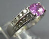 ESTATE 2.57CT DIAMOND & AAA PINK SAPPHIRE 18K WHITE GOLD SIDEWAY ENGAGEMENT RING