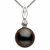 ESTATE .08CT DIAMOND & AAA TAHITIAN PEARL 14KT WHITE GOLD BEZEL 3 STONE PENDANT