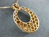 LARGE 2.21CT WHITE & ORANGE DIAMOND 18K ROSE GOLD 3D TEAR DROP MOON OVAL PENDANT