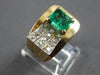 ANTIQUE LARGE 1.61CT DIAMOND & AAA COLOMBIAN EMERALD 14K 2 TONE GOLD RING #27823