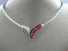 ESTATE 2.83CT DIAMOND & AAA RUBY 14KT WHITE GOLD 3D V SHAPE OMEGA NECKLACE 15009