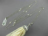 LONG 2.25CT DIAMOND AAA SAPPHIRE & SOUTH SEA PEARL 18K WHITE GOLD TASSEL PENDANT