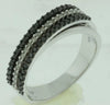 .39CT WHITE & BLACK DIAMOND 14KT WHITE GOLD MULTI ROW CRISS CROSS INFINITY RING