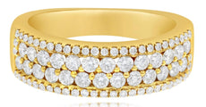 WIDE 1.05CT DIAMOND 14KT YELLOW GOLD ROUND MULTI ROW SEMI ETERNITY WEDDING RING