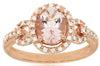 1.18CT DIAMOND & AAA MORGANITE 14KT ROSE GOLD 3D OVAL & ROUND FRIENDSHIP RING