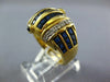 LARGE 3.62CT DIAMOND & AAA SAPPHIRE 18K YELLOW GOLD 3D ROUND & SQUARE CROWN RING