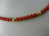 ESTATE AAA RED CORAL & GOLD BEADS 14KT Y GOLD NECKLACE & FILIGREE LOCK 5MM 22069
