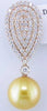 .49CT DIAMOND & AAA GOLDEN SOUTH SEA PEARL 14KT ROSE GOLD TEAR DROP LOVE PENDANT