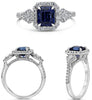 ESTATE 2.39CT DIAMOND & AAA EMERALD SAPPHIRE PLATINUM CUT & KITE ENGAGEMENT RING