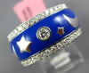 WIDE 1.3CT DIAMOND & BLUE ENAMEL 18K WHITE GOLD STAR & MOON ETERNITY ETOILE RING