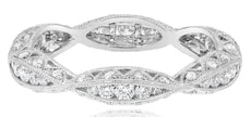 .57CT DIAMOND 18K WHITE GOLD ROUND FILIGREE MARQUISE SHAPE ETERNITY WEDDING RING