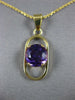 ESTATE 2.40CT AAA AMETHYST 14K YELLOW GOLD 3D ROUND OVAL FLOATING PENDANT #27159