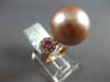 EXTRA LARGE .58CT DIAMOND & PINK SAPPHIRE & SOUTH SEA PEARL 18KT ROSE GOLD RING