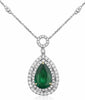 ESTATE 4.37CT DIAMOND & AAA EMERALD 18K 2 TONE GOLD CIRCLE OF LIFE HALO NECKLACE