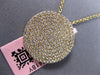 LARGE 1.0CT DIAMOND 14KT YELLOW GOLD 3D MULTI ROW PAVE CIRCULAR FLOATING PENDANT