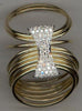 ESTATE .48CT DIAMOND 14KT 2 TONE GOLD MULTI ROW BOW SHAPE FLEXIBLE FUN RING