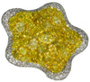 EXTRA LARGE 8.24CT WHITE & FANCY YELLOW DIAMOND 18K 2 TONE GOLD MULTI SHAPE RING