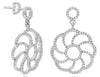ESTATE .52CT DIAMOND 14KT WHITE GOLD 3D FLOWER CIRCULAR FUN HANGING EARRINGS