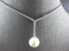 .28CT DIAMOND & AAA SOUTH SEA PEARL 18KT WHITE GOLD V SHAPE LARIAT LOVE NECKLACE