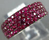 ESTATE WIDE .19CT AAA RUBY 18KT WHITE GOLD 3D CLASSIC MULTI ROW ANNIVERSARY RING