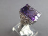 ESTATE LARGE 6.80CT DIAMOND & AAA AMETHYST 14KT WHITE GOLD 3D FILIGREE FUN RING