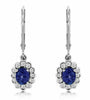 1.03CT DIAMOND & AAA TANZANITE 14K WHITE GOLD FLOWER LEVER BACK HANGING EARRINGS