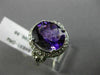 ESTATE LARGE 3.53CT DIAMOND & AMETHYST 14KT WHITE GOLD 3D HALO ENGAGEMENT RING