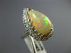 ANTIQUE LARGE 2.75CT DIAMOND & AAA OPAL 14KT WHITE GOLD 3D PEAR SHAPE RING #1049