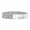 WIDE 3.10CT DIAMOND 18KT WHITE GOLD ROUND & BAGUETTE SQUARE OVAL BANGLE BRACELET