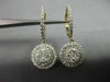 ESTATE 1.16CT DIAMOND 14KT YELLOW GOLD 3D DOUBLE HALO LEVERBACK HANGING EARRINGS
