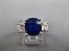 LARGE 3.12CT DIAMOND & AAA SAPPHIRE 14K WHITE GOLD 3 STONE ENGAGEMENT RING 27230