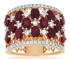 LARGE 4.16CT DIAMOND & AAA RUBY 14KT ROSE GOLD OVAL & ROUND FLORAL FILIGREE RING
