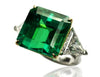 LARGE 24.09CT DIAMOND & AAA EMERALD 18KT YELLOW GOLD & PLATINUM ENGAGEMENT RING