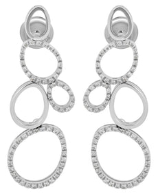 LARGE .56CT DIAMOND 18KT WHITE GOLD MULTI OPEN TEAR DROP FUN HANGING EARRINGS