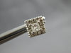 ESTATE .42CT DIAMOND 14KT WHITE GOLD PRINCESS & ROUND SQUARE HALO STUD EARRINGS