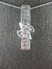 LARGE 1.30CT DIAMOND 18K WHITE GOLD ROUND PRINCESS & BAGUETTE BAR PENDANT #27208