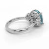 6.61CT DIAMOND & AAA PARAIBA TOURMALINE 18KT WHITE GOLD 3D ROUND & BAGUETTE RING