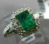 WIDE 1.35CT DIAMOND & AAA EMERALD 14K TWO TONE GOLD SQUARE HALO ENGAGEMENT RING