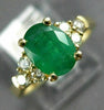 ESTATE 1.42CT DIAMOND & AAA EMERALD 14K YELLOW GOLD CLASSIC OVAL ENGAGEMENT RING