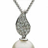 ESTATE .18CT DIAMOND & AAA SOUTH PEARL 18KT WHITE GOLD 3D PAVE TEAR DROP PENDANT