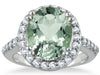 WIDE 5.48CT DIAMOND & AAA GREEN AMETHYST 14KT WHITE GOLD OVAL & ROUND FUN RING