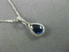 ESTATE .67CT DIAMOND & AAA SAPPHIRE 14KT WHITE GOLD TEAR DROP PEAR SHAPE PENDANT