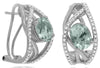 2.73CT DIAMOND & AAA GREEN AMETHYST 14K WHITE GOLD OVAL & ROUND HANGING EARRINGS