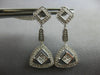 LARGE .96CT DIAMOND 18KT WHITE GOLD ROUND & PRINCESS TRIANGULAR HANGING EARRINGS