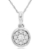 ESTATE .09CT DIAMOND 14KT WHITE GOLD 3D CLUSTER FLOWER BEZEL FLOATING PENDANT