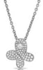 .25CT DIAMOND 14KT WHITE GOLD 3D SOLITAIRE BUTTERFLY PAVE DOUBLE HEART PENDANT