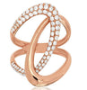 ESTATE LARGE .87CT DIAMOND 14KT ROSE GOLD 3D CLASSIC LOVE KNOT FUN RING