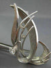 ANTIQUE LARGE 1.0CT DIAMOND 18KT WHITE GOLD 3D HANDCRAFTED LEAF LOVE BROOCH PIN