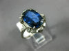 ANTIQUE LARGE 4.25CT DIAMOND & AAA SAPPHIRE 14KT WHITE GOLD HALO ENGAGEMENT RING